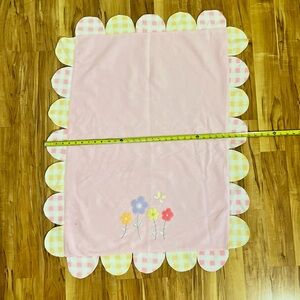 🌸 Carters baby Blanket Flowers Scalloped baby EUC security pink lovey gingham